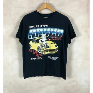 Men's PacSun Black 100% Cotton Short Sleeve Anime Speed Club T-Shirt, Large